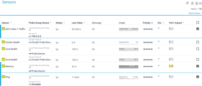Example of a Table List with Some Selected Objects Example of a Table List with Some Selected Objects